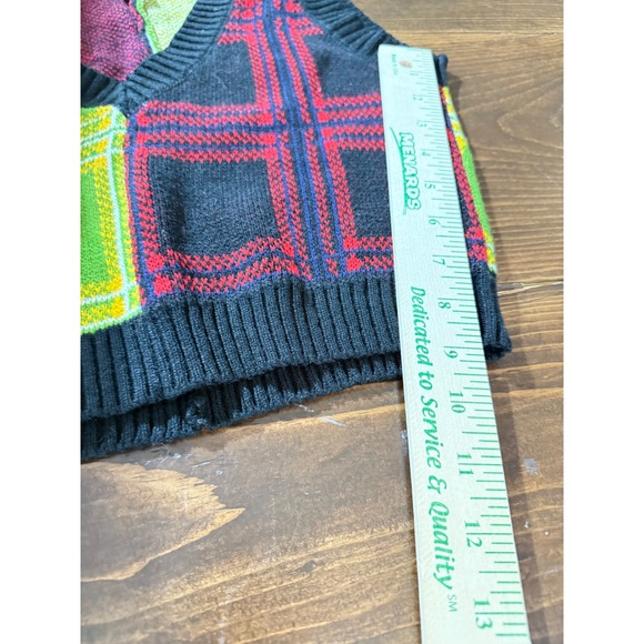 Rue21 Plaid Knit Sweater‎ Vest Sleeveless Green Red Black Retro Style Y2K - Picture 7 of 8